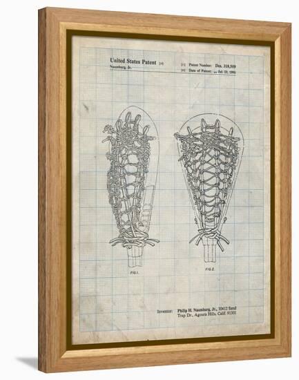PP916-Antique Grid Parchment Lacrosse Stick Patent Poster-Cole Borders-Framed Premier Image Canvas