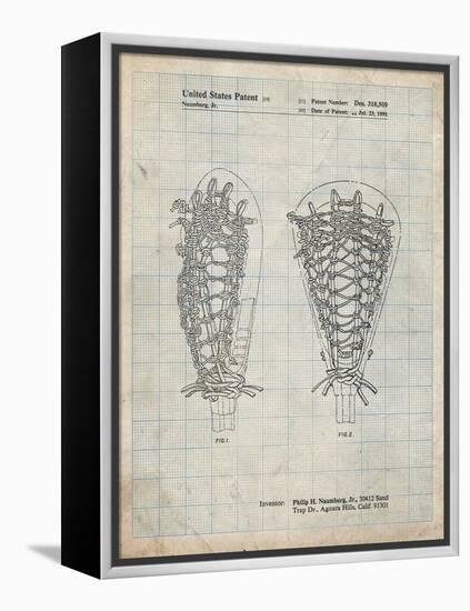 PP916-Antique Grid Parchment Lacrosse Stick Patent Poster-Cole Borders-Framed Premier Image Canvas