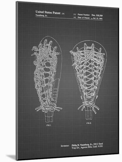 PP916-Black Grid Lacrosse Stick Patent Poster-Cole Borders-Mounted Giclee Print