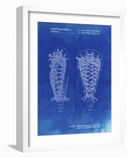 PP916-Faded Blueprint Lacrosse Stick Patent Poster-Cole Borders-Framed Giclee Print