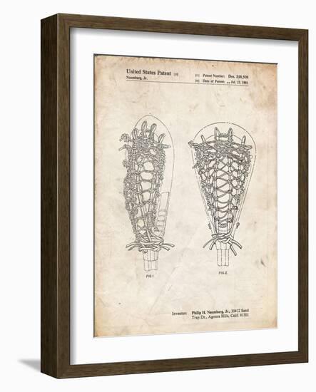 PP916-Vintage Parchment Lacrosse Stick Patent Poster-Cole Borders-Framed Giclee Print
