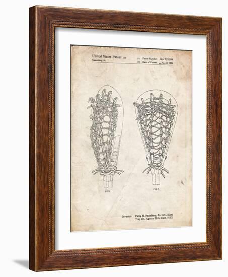 PP916-Vintage Parchment Lacrosse Stick Patent Poster-Cole Borders-Framed Giclee Print