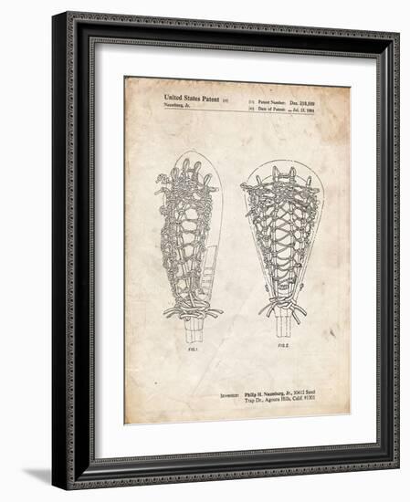 PP916-Vintage Parchment Lacrosse Stick Patent Poster-Cole Borders-Framed Giclee Print