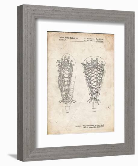 PP916-Vintage Parchment Lacrosse Stick Patent Poster-Cole Borders-Framed Giclee Print