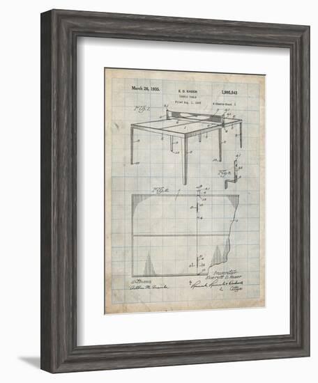 PP92-Antique Grid Parchment Table Tennis Patent Poster-Cole Borders-Framed Giclee Print