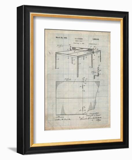 PP92-Antique Grid Parchment Table Tennis Patent Poster-Cole Borders-Framed Giclee Print