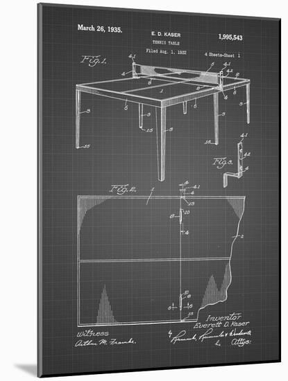 PP92-Black Grid Table Tennis Patent Poster-Cole Borders-Mounted Giclee Print