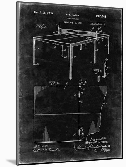 PP92-Black Grunge Table Tennis Patent Poster-Cole Borders-Mounted Giclee Print