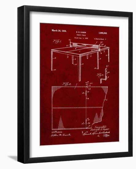 PP92-Burgundy Table Tennis Patent Poster-Cole Borders-Framed Giclee Print