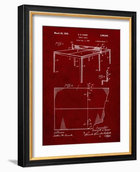 PP92-Burgundy Table Tennis Patent Poster-Cole Borders-Framed Giclee Print