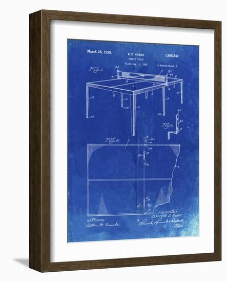 PP92-Faded Blueprint Table Tennis Patent Poster-Cole Borders-Framed Giclee Print