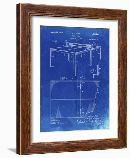 PP92-Faded Blueprint Table Tennis Patent Poster-Cole Borders-Framed Giclee Print