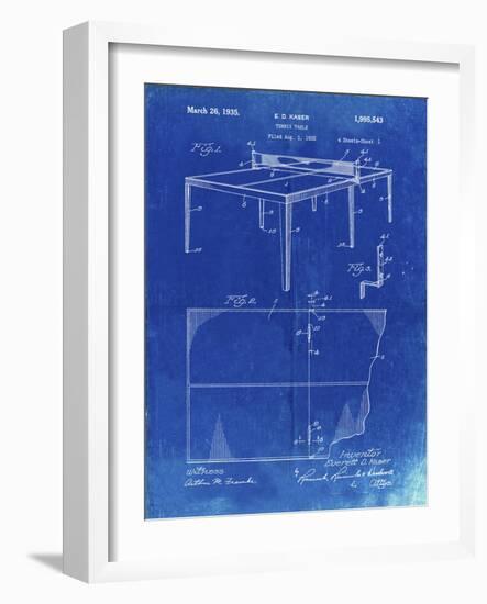 PP92-Faded Blueprint Table Tennis Patent Poster-Cole Borders-Framed Giclee Print