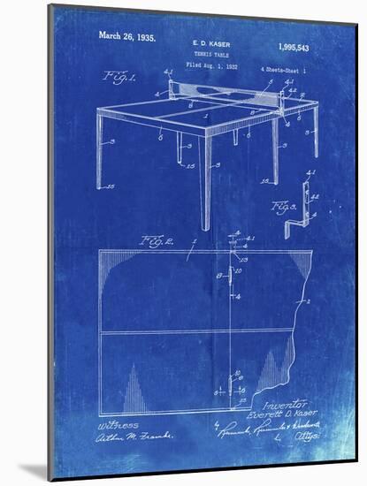 PP92-Faded Blueprint Table Tennis Patent Poster-Cole Borders-Mounted Giclee Print