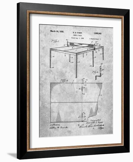 PP92-Slate Table Tennis Patent Poster-Cole Borders-Framed Giclee Print