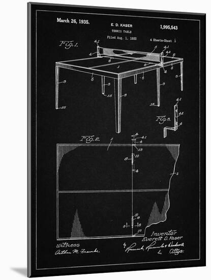 PP92-Vintage Black Table Tennis Patent Poster-Cole Borders-Mounted Giclee Print