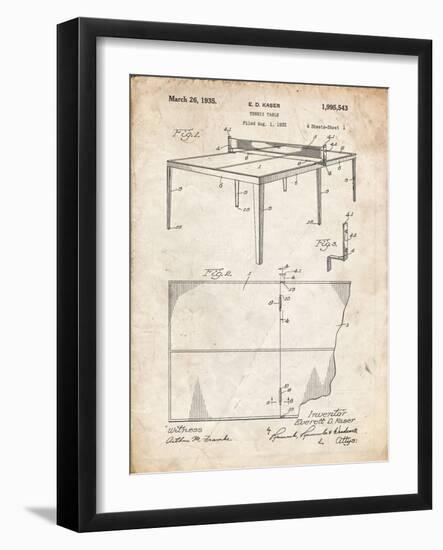 PP92-Vintage Parchment Table Tennis Patent Poster-Cole Borders-Framed Giclee Print