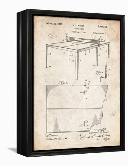 PP92-Vintage Parchment Table Tennis Patent Poster-Cole Borders-Framed Premier Image Canvas