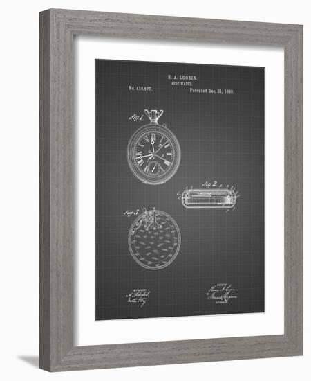 PP940-Black Grid Lemania Swiss Stopwatch Patent Poster-Cole Borders-Framed Giclee Print