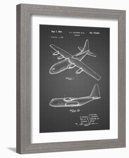 PP943-Black Grid Lockheed C-130 Hercules Airplane Patent Poster-Cole Borders-Framed Giclee Print