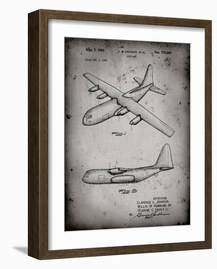 PP943-Faded Grey Lockheed C-130 Hercules Airplane Patent Poster-Cole Borders-Framed Giclee Print