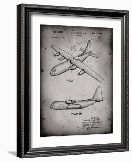 PP943-Faded Grey Lockheed C-130 Hercules Airplane Patent Poster-Cole Borders-Framed Giclee Print