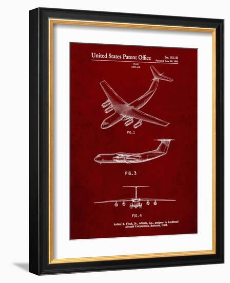 PP944-Burgundy Lockheed C-130 Hercules Airplane Patent Poster-Cole Borders-Framed Giclee Print