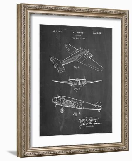 PP945-Chalkboard Lockheed Electra Airplane Patent Poster-Cole Borders-Framed Giclee Print