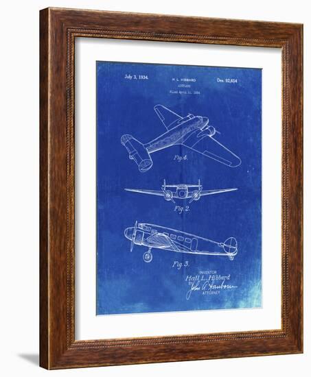 PP945-Faded Blueprint Lockheed Electra Airplane Patent Poster-Cole Borders-Framed Giclee Print