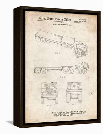 PP946-Vintage Parchment Lockheed Ford Truck and Trailer Patent Poster-Cole Borders-Framed Premier Image Canvas