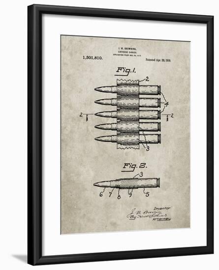 PP948-Sandstone Machine Gun Bullet Carrier Belt Patent Poster-Cole Borders-Framed Giclee Print