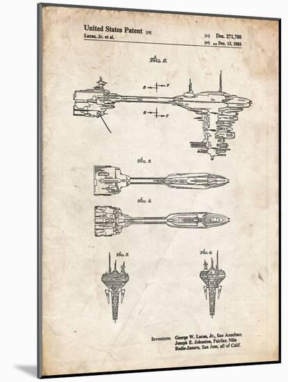 PP95-Vintage Parchment Star Wars Nebulon B Escort Frigate Poster-Cole Borders-Mounted Giclee Print