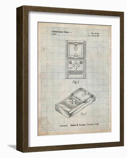 PP950-Antique Grid Parchment Mattel Electronic Basketball Game Patent Poster-Cole Borders-Framed Giclee Print