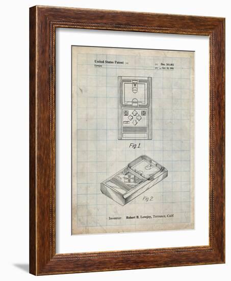 PP950-Antique Grid Parchment Mattel Electronic Basketball Game Patent Poster-Cole Borders-Framed Giclee Print