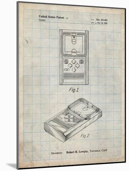 PP950-Antique Grid Parchment Mattel Electronic Basketball Game Patent Poster-Cole Borders-Mounted Giclee Print