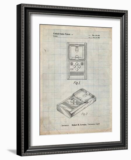 PP950-Antique Grid Parchment Mattel Electronic Basketball Game Patent Poster-Cole Borders-Framed Giclee Print