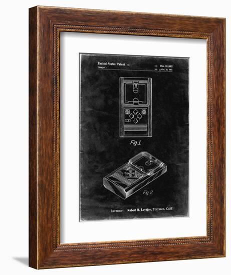 PP950-Black Grunge Mattel Electronic Basketball Game Patent Poster-Cole Borders-Framed Giclee Print