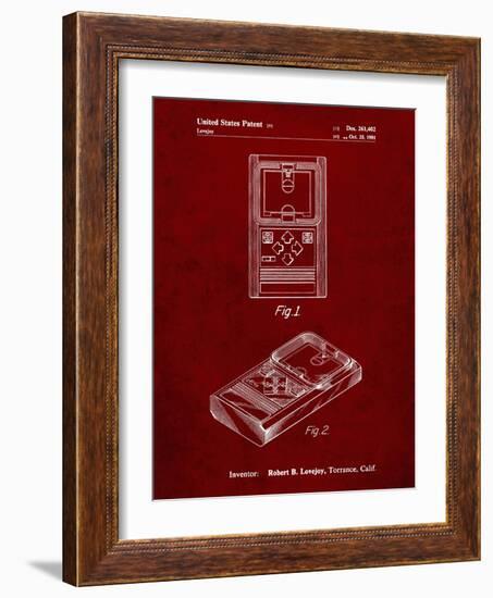 PP950-Burgundy Mattel Electronic Basketball Game Patent Poster-Cole Borders-Framed Giclee Print