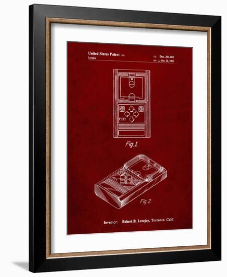 PP950-Burgundy Mattel Electronic Basketball Game Patent Poster-Cole Borders-Framed Giclee Print
