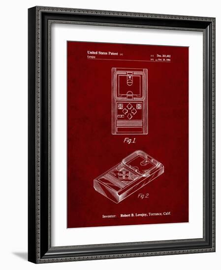 PP950-Burgundy Mattel Electronic Basketball Game Patent Poster-Cole Borders-Framed Giclee Print