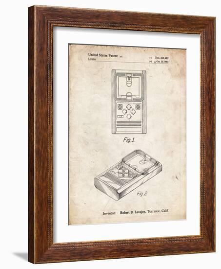 PP950-Vintage Parchment Mattel Electronic Basketball Game Patent Poster-Cole Borders-Framed Giclee Print