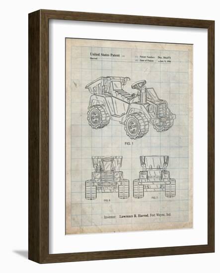 PP951-Antique Grid Parchment Mattel Kids Dump Truck Patent Poster-Cole Borders-Framed Giclee Print