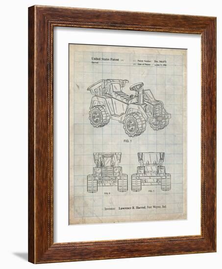 PP951-Antique Grid Parchment Mattel Kids Dump Truck Patent Poster-Cole Borders-Framed Giclee Print