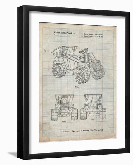 PP951-Antique Grid Parchment Mattel Kids Dump Truck Patent Poster-Cole Borders-Framed Giclee Print