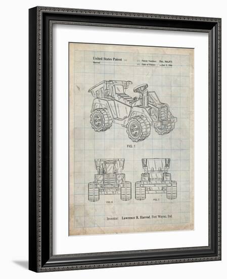 PP951-Antique Grid Parchment Mattel Kids Dump Truck Patent Poster-Cole Borders-Framed Giclee Print