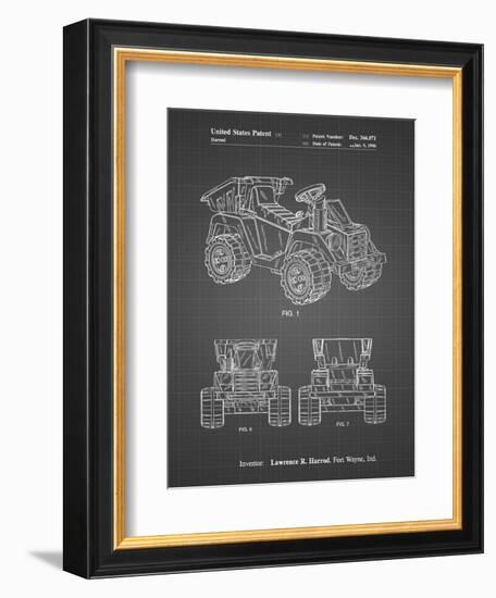 PP951-Black Grid Mattel Kids Dump Truck Patent Poster-Cole Borders-Framed Giclee Print