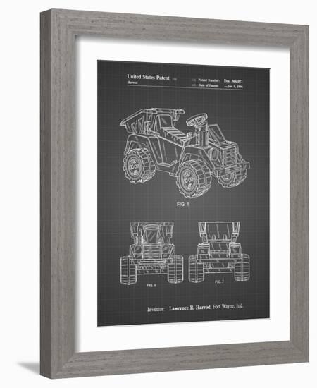 PP951-Black Grid Mattel Kids Dump Truck Patent Poster-Cole Borders-Framed Giclee Print