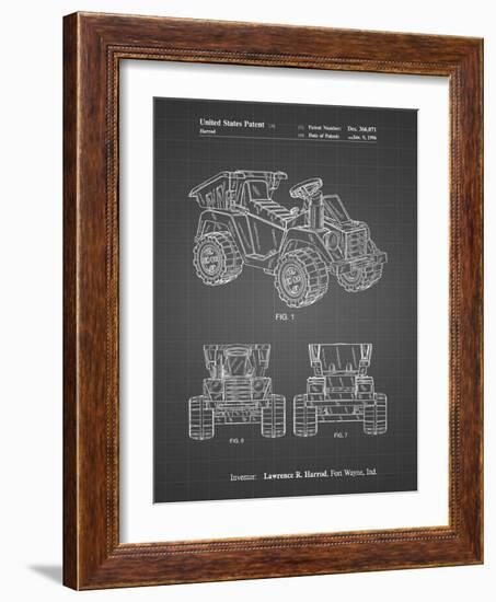 PP951-Black Grid Mattel Kids Dump Truck Patent Poster-Cole Borders-Framed Giclee Print