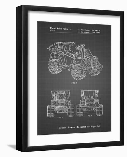 PP951-Black Grid Mattel Kids Dump Truck Patent Poster-Cole Borders-Framed Giclee Print