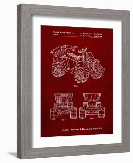 PP951-Burgundy Mattel Kids Dump Truck Patent Poster-Cole Borders-Framed Giclee Print